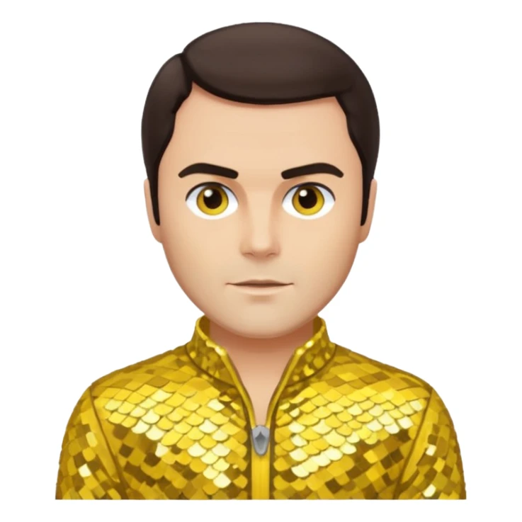 John Saxon with dark brown hair, yellow sequin outfit sticker