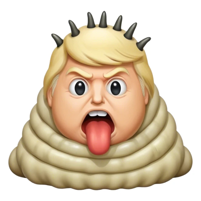 donald trumps head on a giant maggot sticker