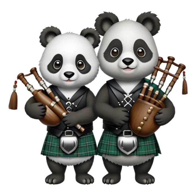 Panda and koala with bagpipes and kilts sticker