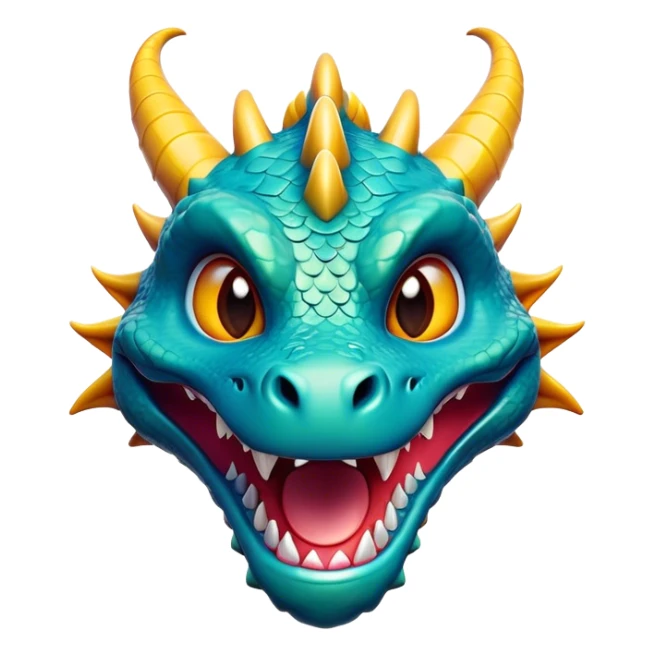 Cinematic Comical Dragon Portrait Emoji, Head tilted dramatically with an exaggeratedly amused expression, featuring a striking, glossy scaled body with bold, angular details and wide, expressive eyes brimming with playful disbelief; rendered with vibrant, lifelike textures and natural shadows, high shine, dramatic yet playful, styled with an air of cheeky mythical mischief, soft glowing outline, capturing the essence of a spirited and over‐the‐top dragon that looks ready to breathe fire into viral fame! sticker