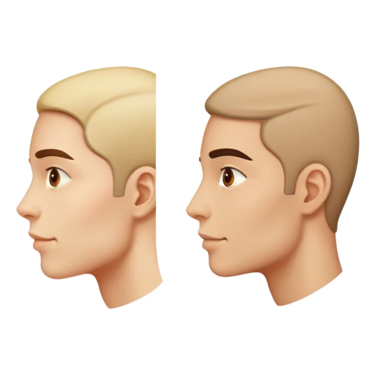 Before and after mewing comparison, face profile showing improved jawline and facial structure sticker