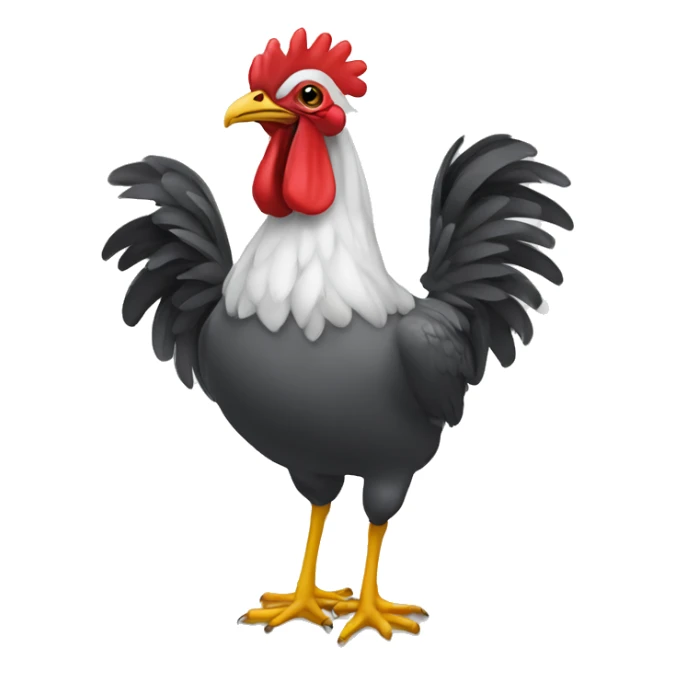 galo penagem branca rodeado de pintinhos amarelinhos sticker