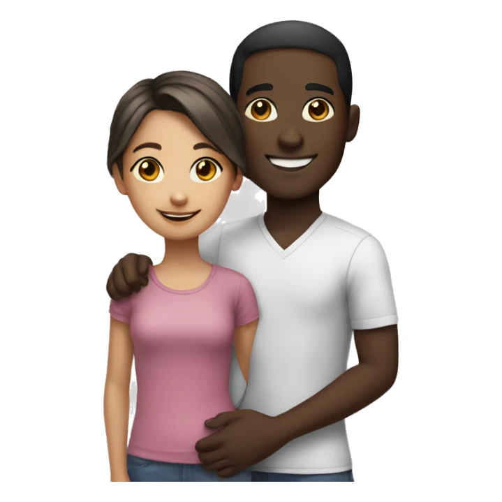 smiling girl with dark-skinned male sticker