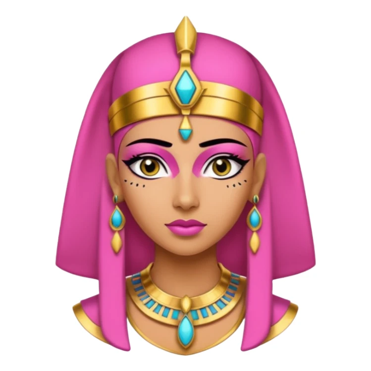 pink Cleopatra, Egyptian pharaoh with headdress and eyeliner sticker