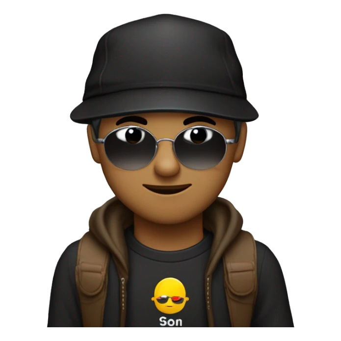 Ein Junge mit kurzen haaren, dessen seiten auf null Millimeter sind der ein schwarzes tshirt an hat, Sonnenbrille, jedoch seine Augen noch leicht erkennt. braune Augen, lächelt leicht und hält eine haarschneidemaschine in der Hand  sticker