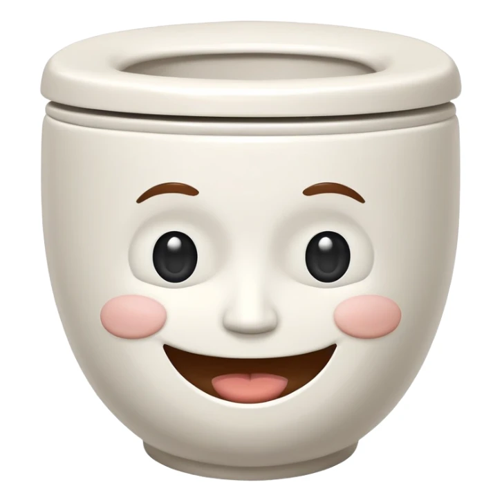 Cartoon toilet with human face emerging from bowl sticker