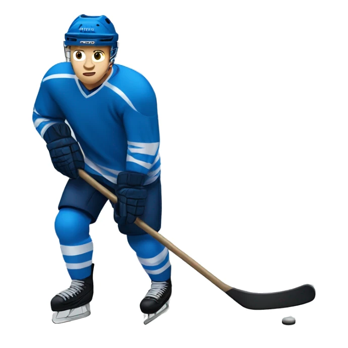 Hockey player in blue uniform with stick  sticker