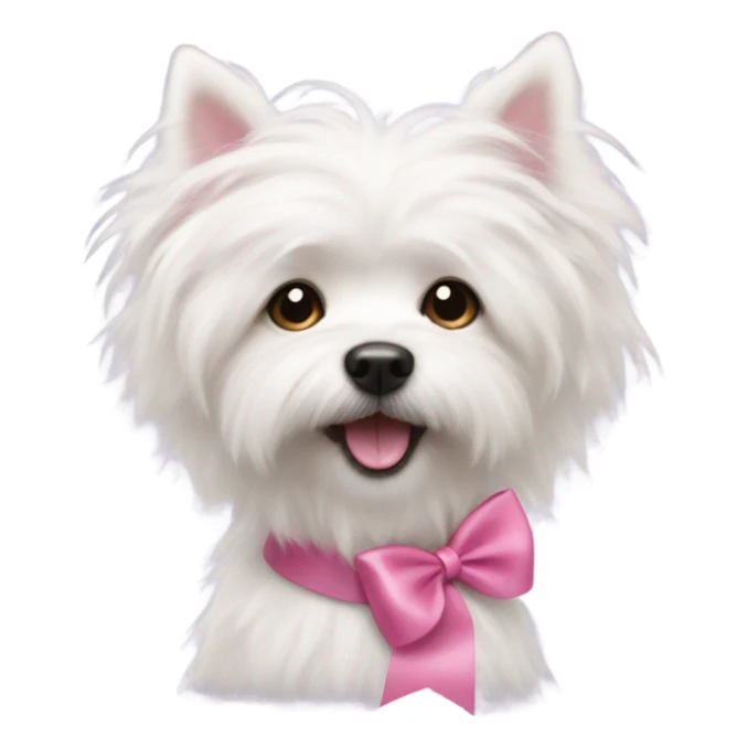 White fluffy small dog with a pink bow on the top on hes head sticker