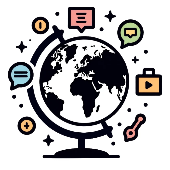 globe with trade symbols, world market sticker