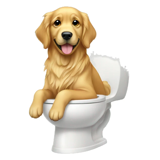 Golden retriever sitting on the toilet  sticker