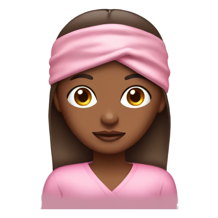 Brown skin girl wearing Pink satin sleep mask sticker
