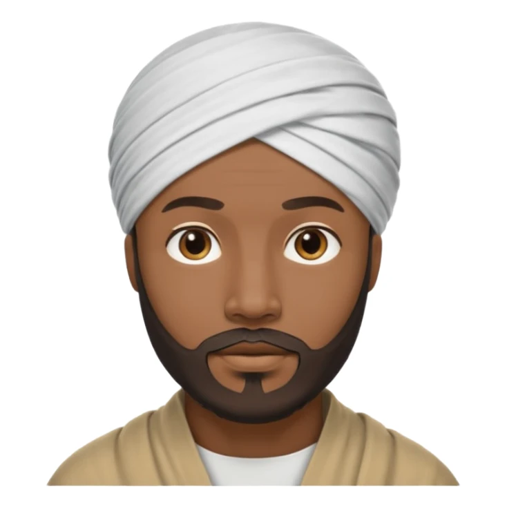 Black male, goatee beard, wearing a cloth-wrapped turban-style head covering sticker