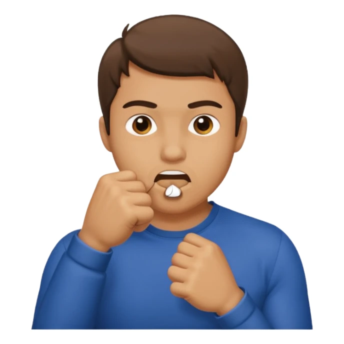 Man putting his fist in his mouth sticker