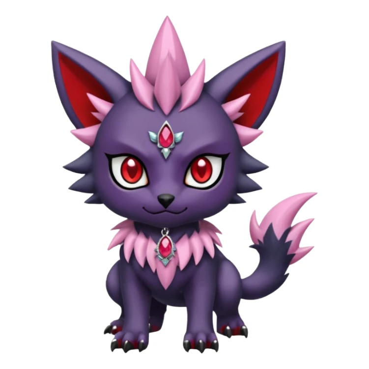 Floral pastel gothic edgy emo cool and ruby-jewelry-adorned Absol-Litten-Amaura-fusion-Fakemon-animal-creature  sticker