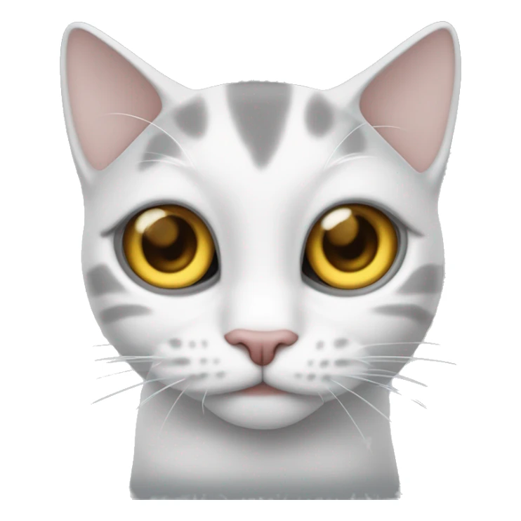 Gato blanco con dos manchitas grises cerca del ojo y con cola gris sticker