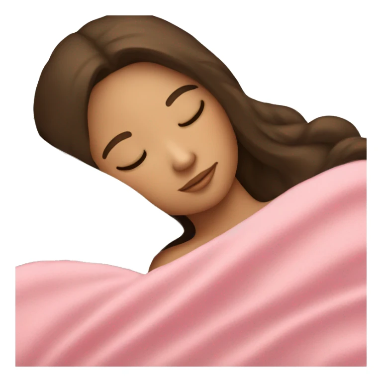 Brunette girl sleeping on side with pink blanket sticker