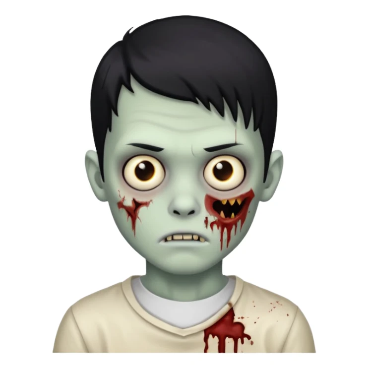 garoto zumbi, com cabelo preto médio  sticker