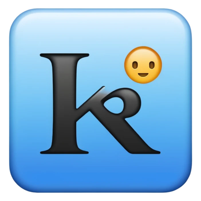 Please recreate an emoji with a square blue background that has the English letters ‘KR’ on it. sticker