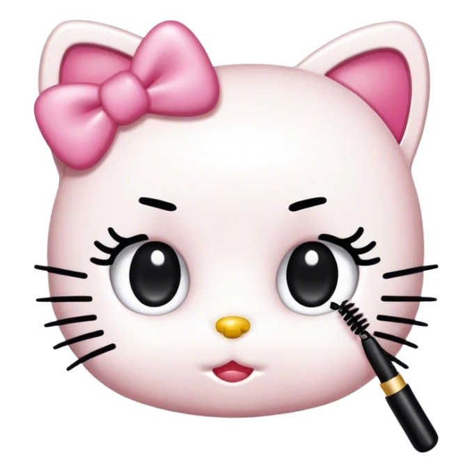  hello Kitty SANRIO holding an eyelash mascara spoolie sticker