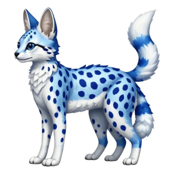 Cobalt-blue, sapphire-spotted, white-bellied, exotic Serval-sergal-Trico-fusion-animal-hybrid sticker