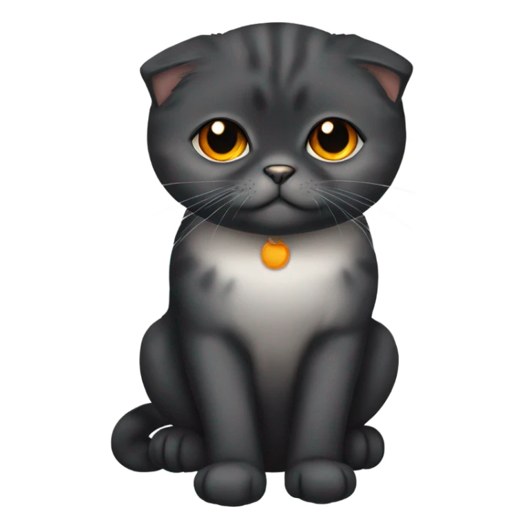 Black Scottish Fold cat with orange eyes sticker