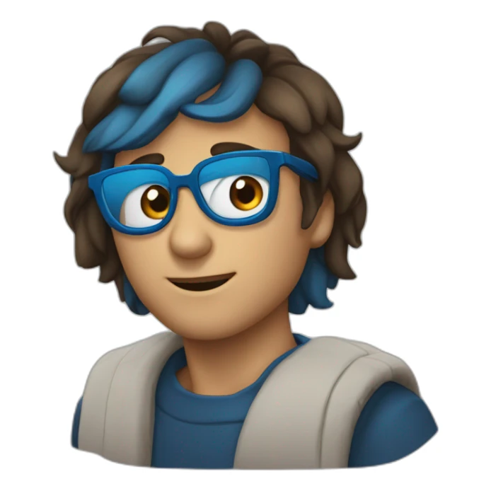 Homme brun lunette et yeux bleu sticker