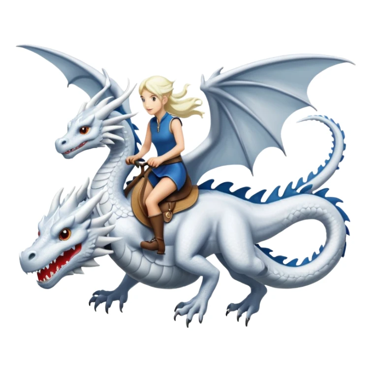 Large white dragon flying with a  female rider on top of it sticker