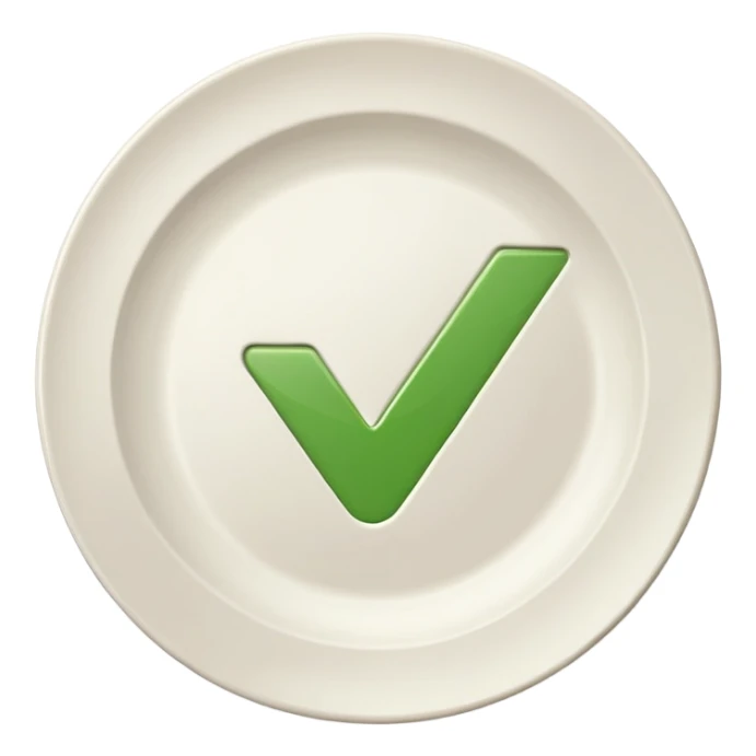A plate with a gree checkmark in middle it  sticker