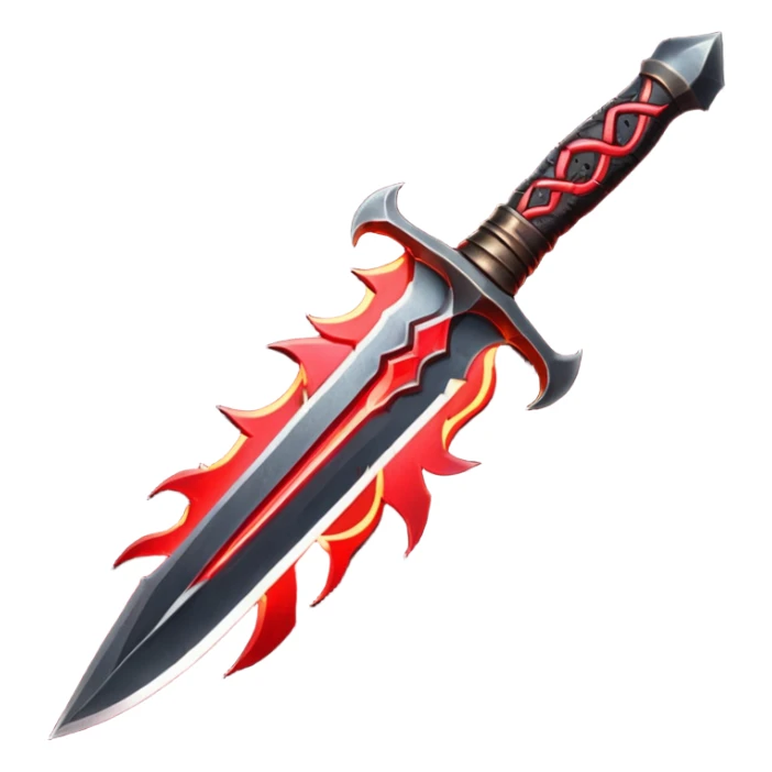 dark desert dagger object icon, black steel blade with crimson glow runes, mysterious desert assassin weapon, 3D cartoon, mobile game icon style, centered, clean background, no text, no watermark
 sticker