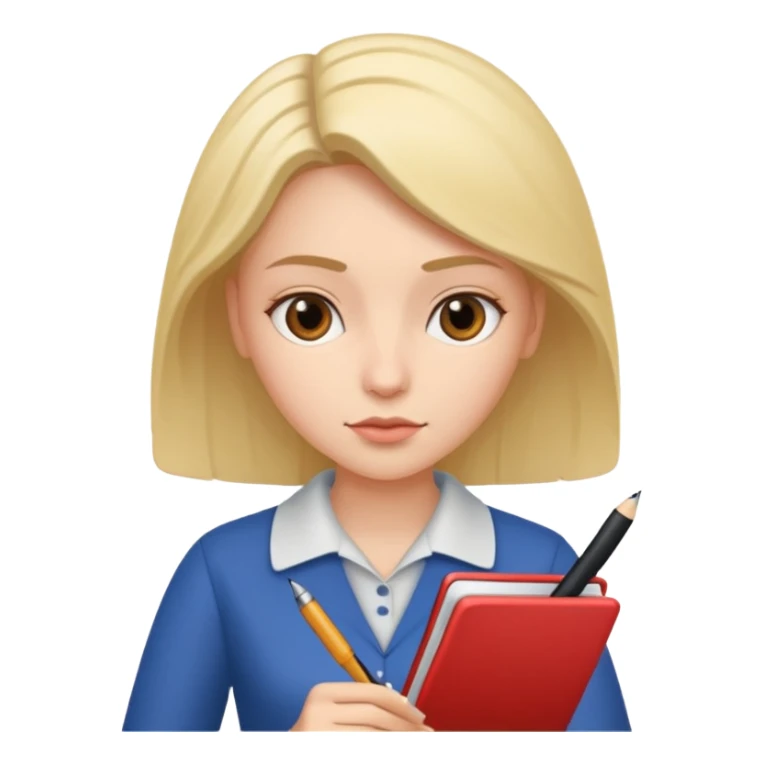 woman writing in a notebook with a pen sticker