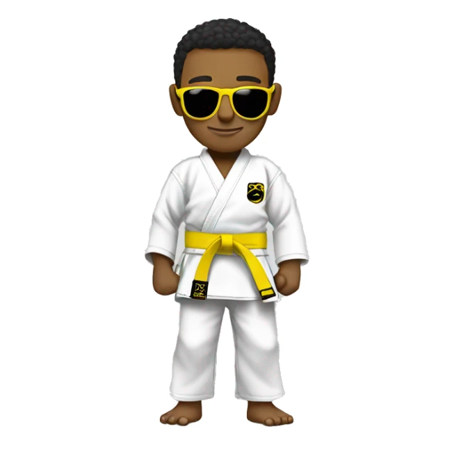 Cool boy with jiujitsu gi with a yellow belt and sunglasses sticker