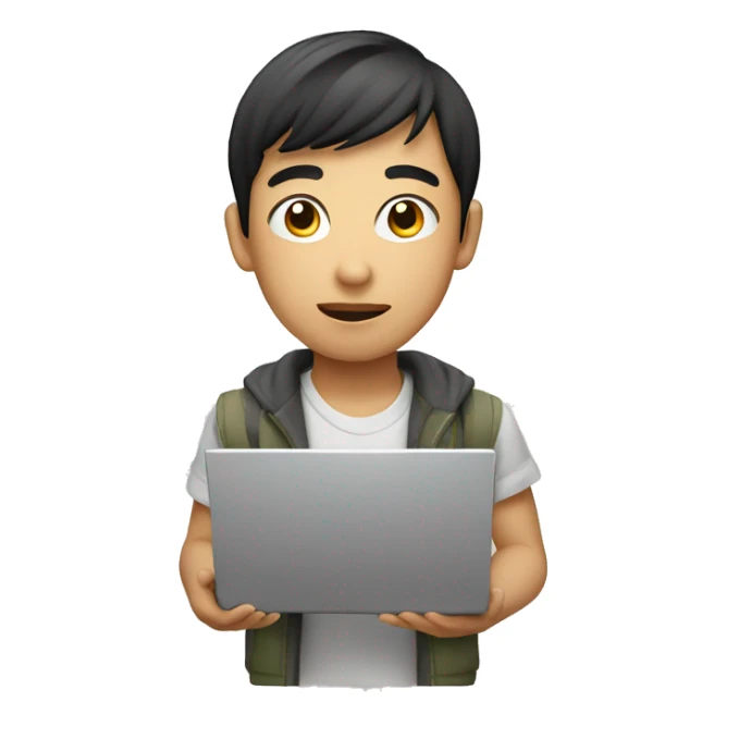 Graphic Designer asian boy with laptop sticker