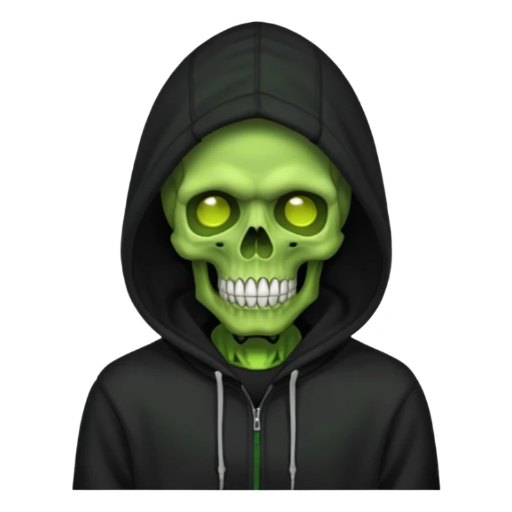 green skull man in black hoodie sticker