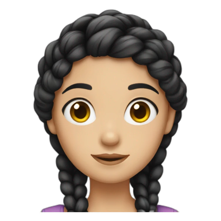 A girl with black hair in a braid sticker