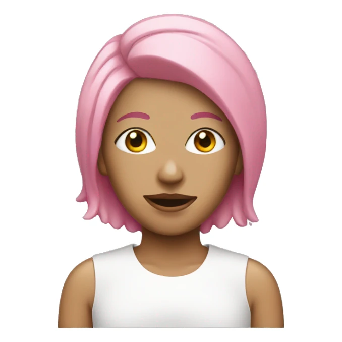 Woman with pink hair and face mask sticker