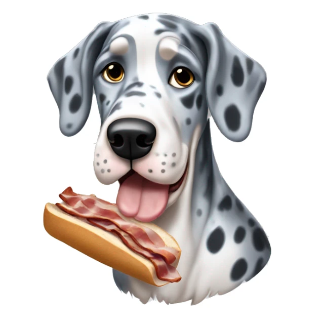 Blue Merle Great Dane eating sliced bacon sticker