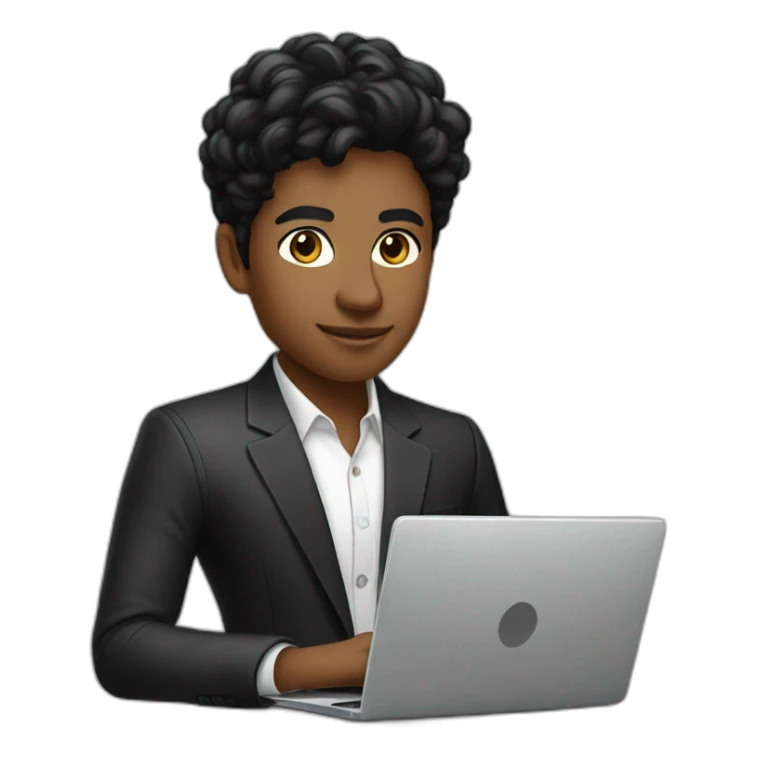 posh-black-hair-startup-designer-with-laptop sticker