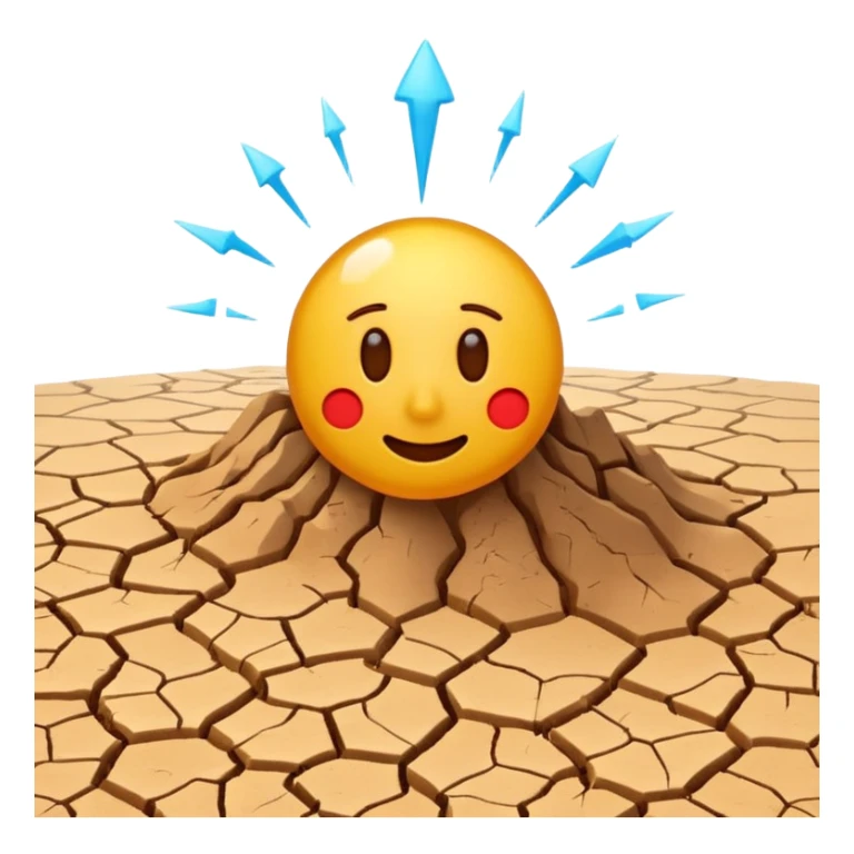 3D render of Drought Crack, miniature weather phenomenon, volumetric particle effects, parched brown earth ground texture, elemental energy, emoji style, isolated on white background --v 6.0. sticker
