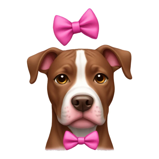 brown dog pitbull with pink bow sticker