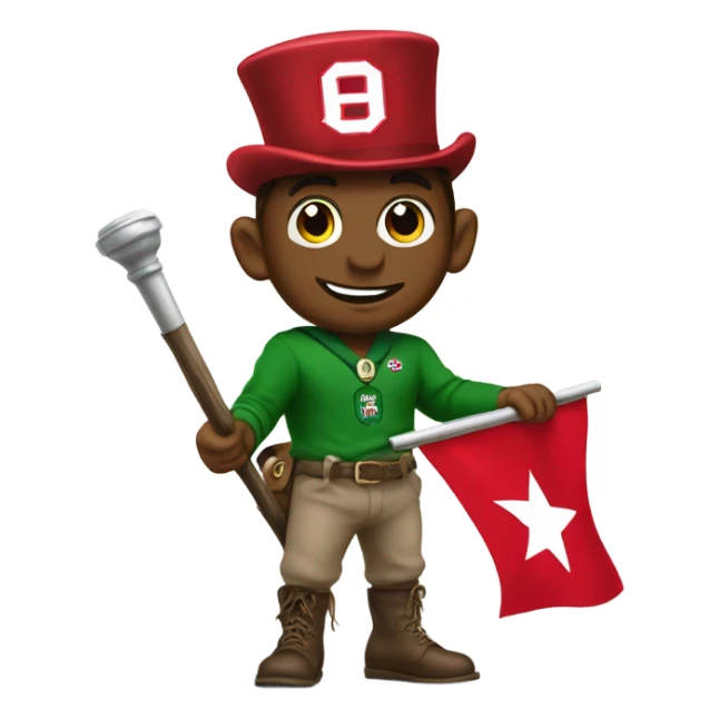 Buckeye holding Ohio state flag on top of a leprechaun  sticker