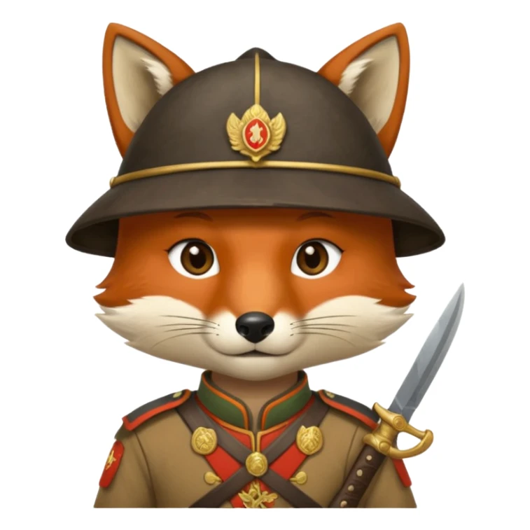 fox face, mogolian ancient army with small knife sticker