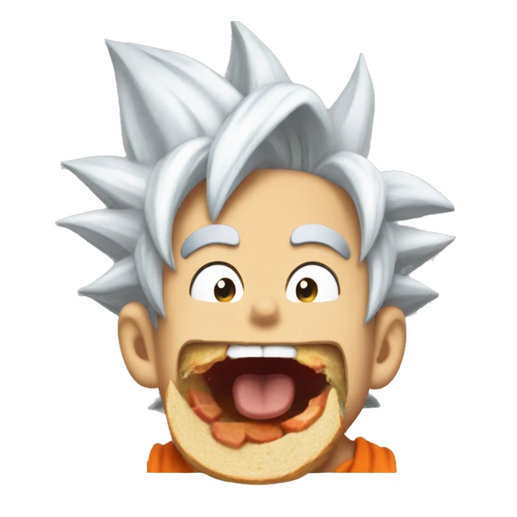 Hungry goku mouth full of food sticker