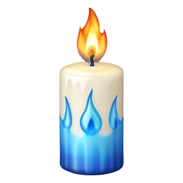 3d candle with blue flame fire on top of it sticker