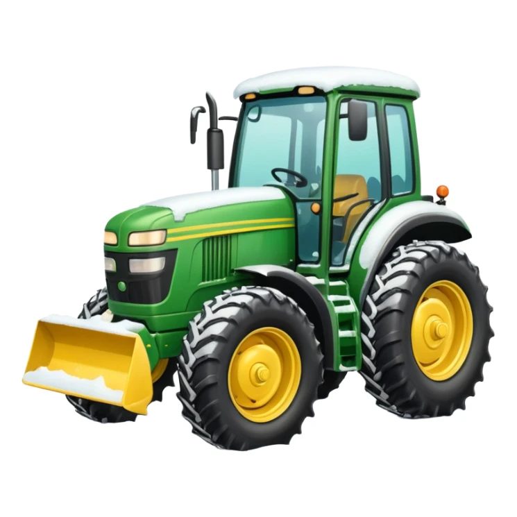 Big Green tractor with yellow blade pushing snow sticker