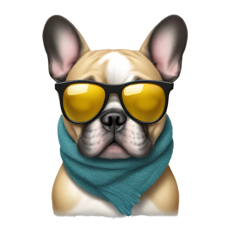 French bulldog wearing sunglasses and a scarf  sticker