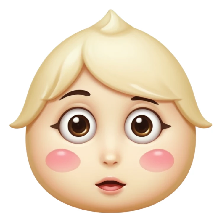 shy vanilla cream with a dollop on top, big eyes, rosy cheeks sticker