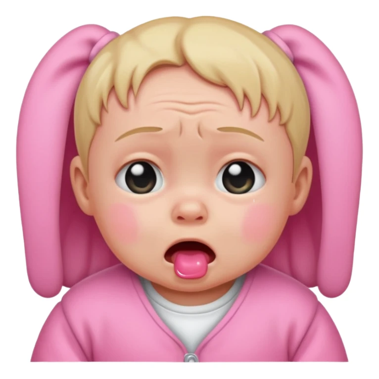 a portrait of crying baby , wearing pink clothes sticker