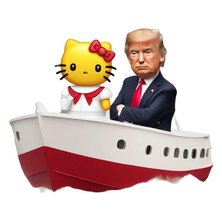 Hello kitty on a boat with trump sticker