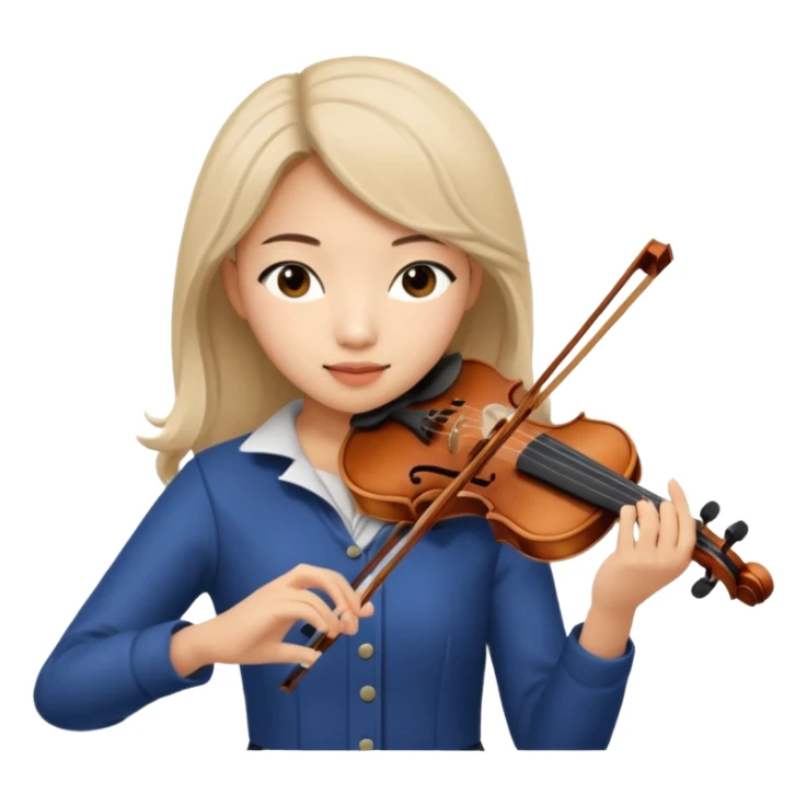 pretty asian girl playing a violin, musical notes sticker