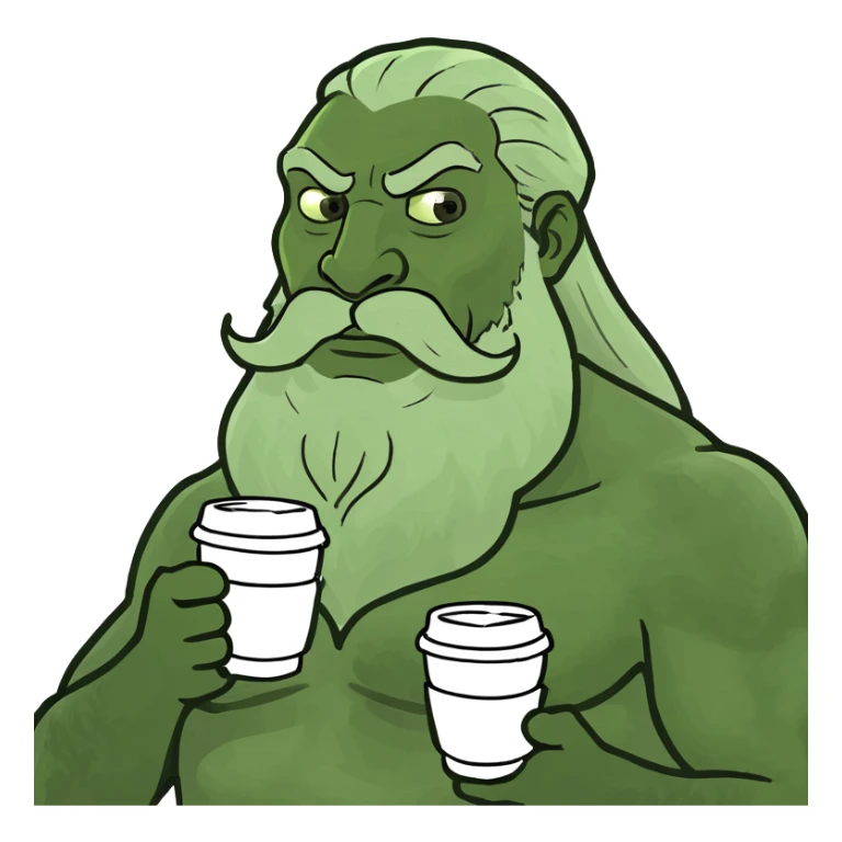 Zeus holding two cups of coffee sticker